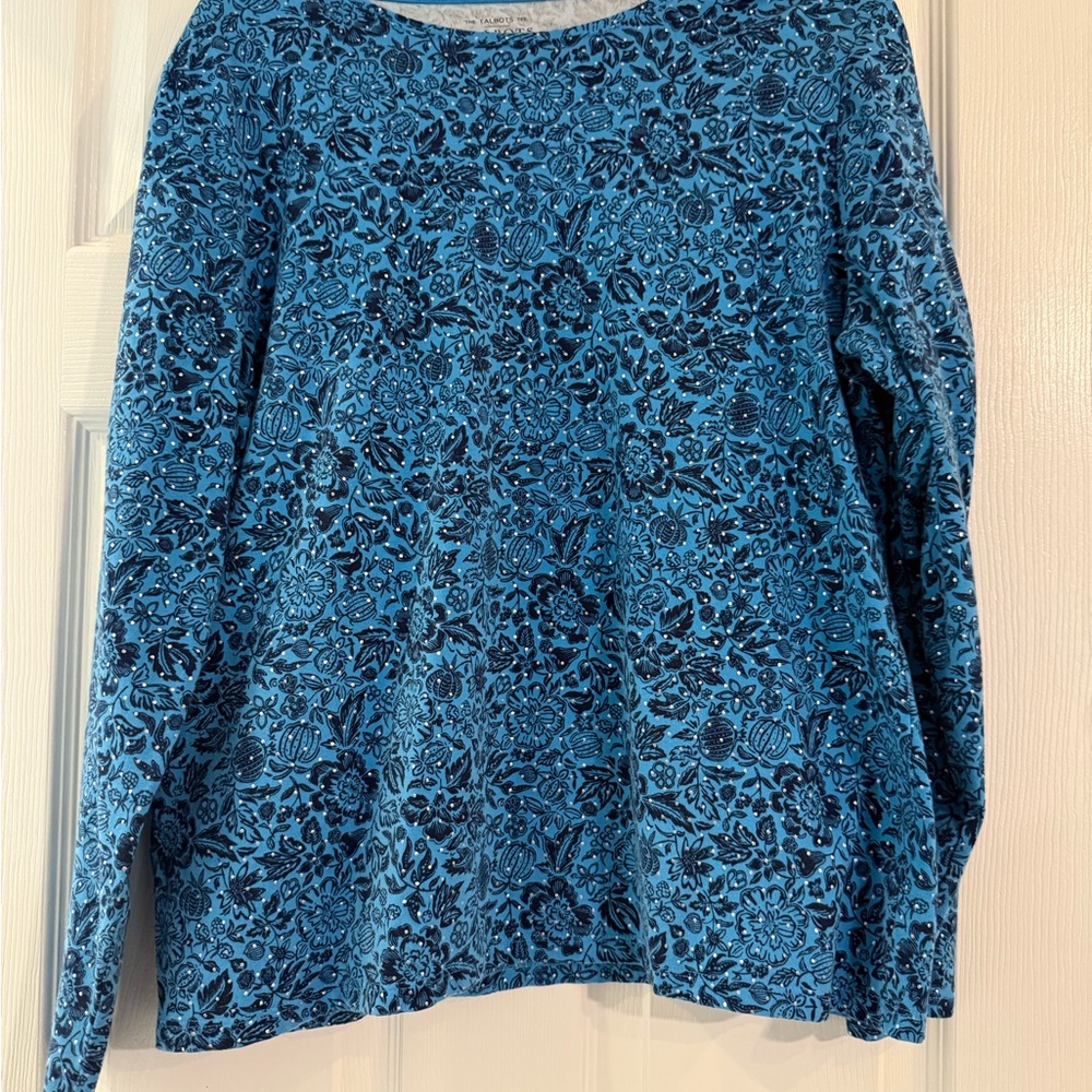 Talbots Blue Boxy Long Sleeve Blouse